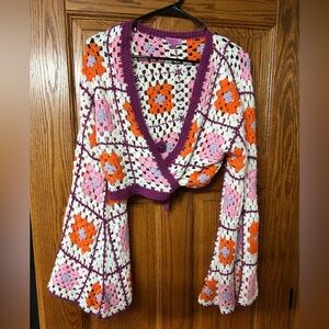 Crochet bell sleeve top